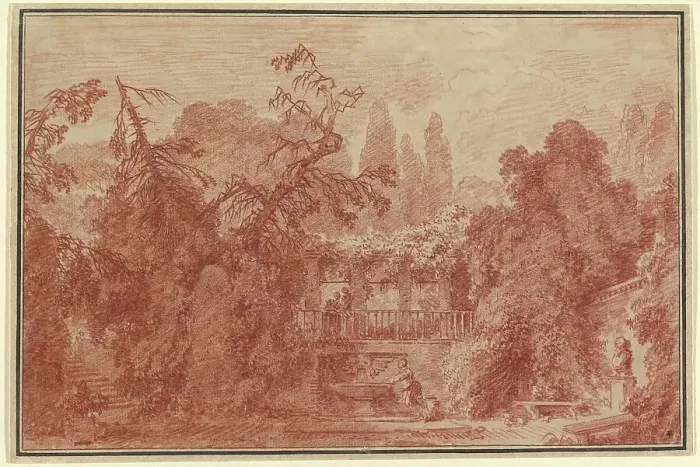 Framed Print : Terrace and Garden of an Italian Villa, 1762 / 1763. Creator: Jean-Honore Fragonard Framed Print : Terrace and Garden of an Italian Villa, 1762 / 1763. Creator: Jean-Honore Fragonard
