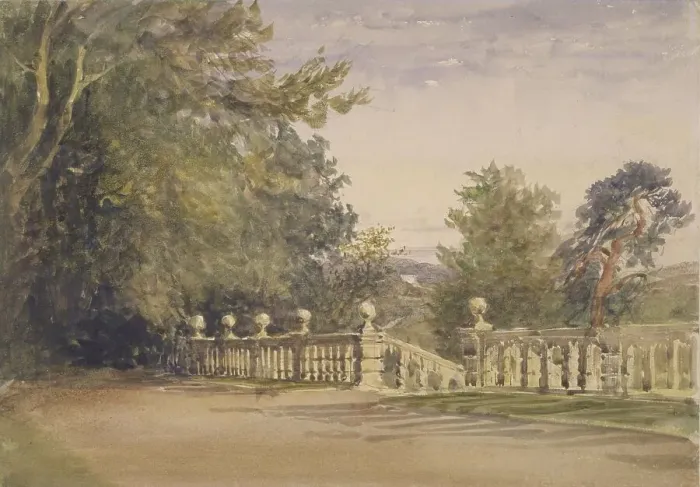 Framed Print : The Terrace, Haddon Hall, c1840s. Creator: David Cox the Elder Framed Print : The Terrace, Haddon Hall, c1840s. Creator: David Cox the Elder