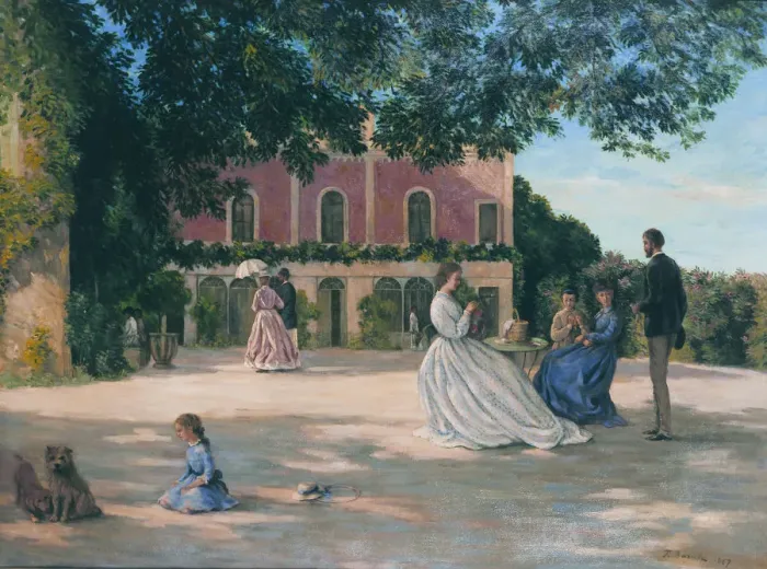 Framed Print : The Terrace at Meric, 1867. Artist: Bazille, Frederic (1841-1870) Framed Print : The Terrace at Meric, 1867. Artist: Bazille, Frederic (1841-1870)