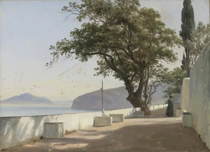 Framed Print : Terrace with Oak, Sorrento, 1834. Creator: Thomas Fearnley Framed Print : Terrace with Oak, Sorrento, 1834. Creator: Thomas Fearnley