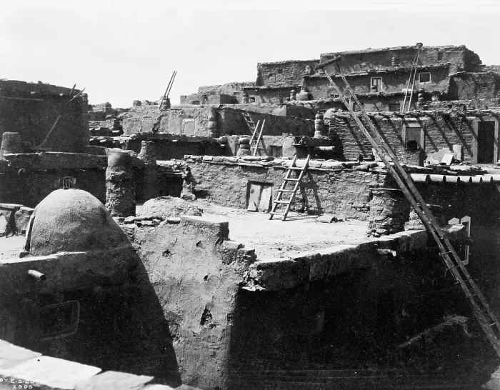 Framed Print : The terraced houses of Zuni, c1903. Creator: Edward Sheriff Curtis Framed Print : The terraced houses of Zuni, c1903. Creator: Edward Sheriff Curtis