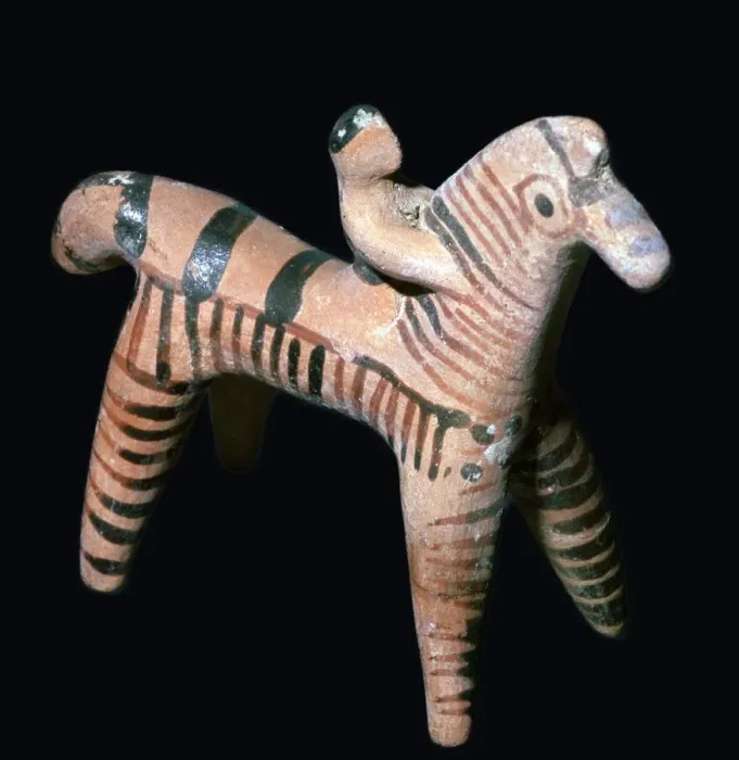Framed Print : Terracotta figure of a horseman, Greek, from Tanagra, Boeotia, Greece, c550 BC Framed Print : Terracotta figure of a horseman, Greek, from Tanagra, Boeotia, Greece, c550 BC