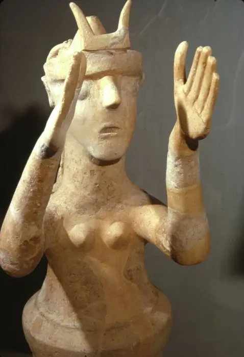 Framed Print : Terracotta Goddess from shrine at Karphi, Lassithi, Crete, c12th century BC Framed Print : Terracotta Goddess from shrine at Karphi, Lassithi, Crete, c12th century BC