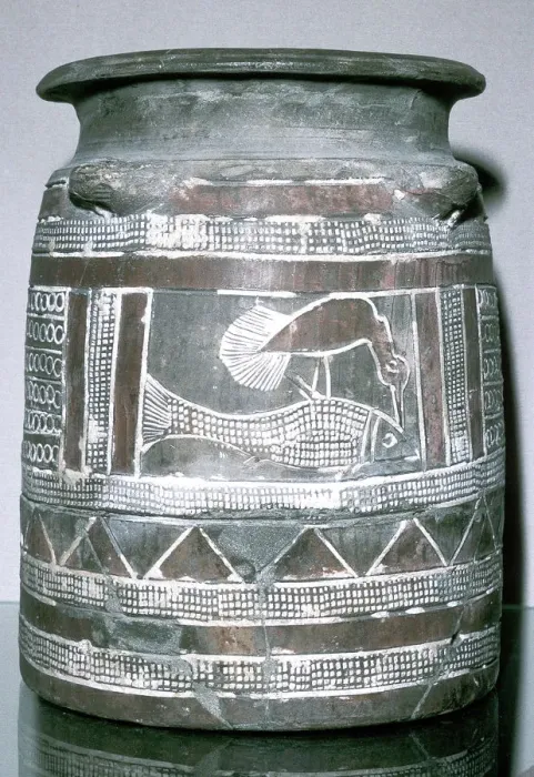 Framed Print : Terracotta pot with motif of bird eating a fish, Susa, c2000-c1940 BC Framed Print : Terracotta pot with motif of bird eating a fish, Susa, c2000-c1940 BC