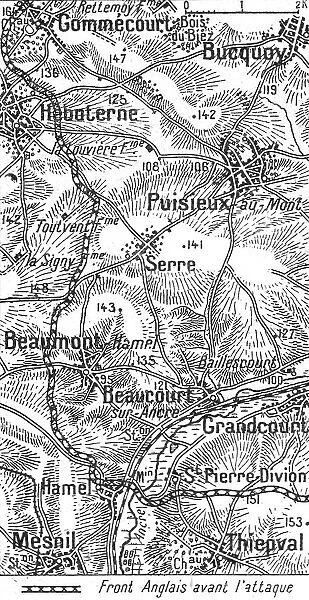 Terrain de l'offensive britannique sur les deux rives de l'Ancre, 1916. Creator: Unknown
