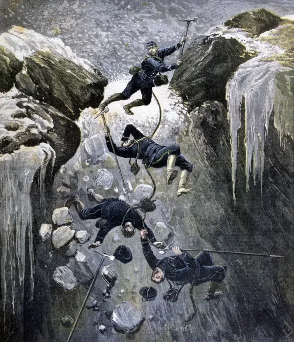Framed Print : A Terrible Accident in the Alps, 1892. Artist: Henri Meyer Framed Print : A Terrible Accident in the Alps, 1892. Artist: Henri Meyer