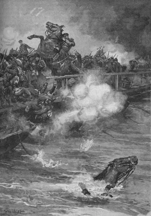 Framed Print : A Terrible Carnage Ensued Upon The Overcrowded Bridge, 1902. Artist: Walter Paget Framed Print : A Terrible Carnage Ensued Upon The Overcrowded Bridge, 1902. Artist: Walter Paget