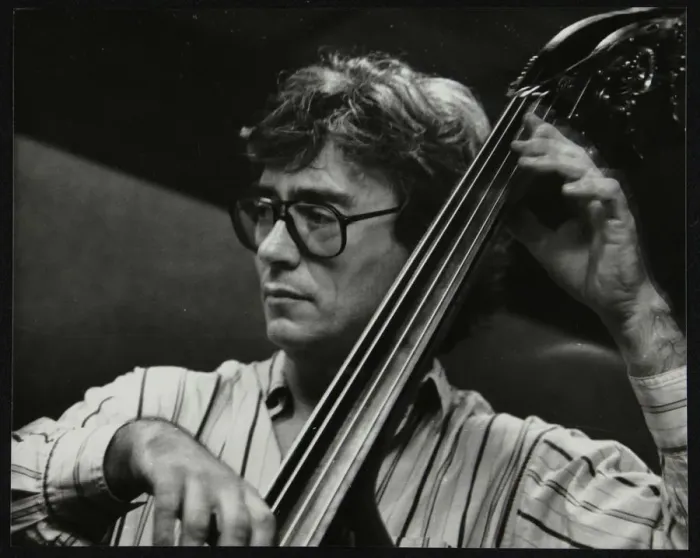 Framed Print : Terry Davies playing double bass at The Fairway, Welwyn Garden City, Hertfordshire, 16 June 1991 Framed Print : Terry Davies playing double bass at The Fairway, Welwyn Garden City, Hertfordshire, 16 June 1991