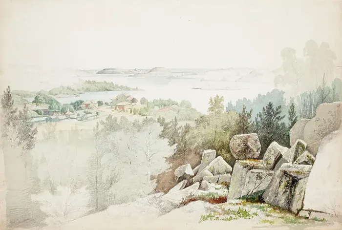 Framed Print : Tervu manor on Kurkijoki, 1860. Creator: Magnus von Wright Framed Print : Tervu manor on Kurkijoki, 1860. Creator: Magnus von Wright