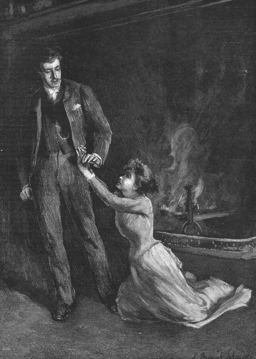Framed Print : Tess of the D'Urbervilles, By Thomas Hardy; She slid down upon her knees beside his foot...1891 Creator: Hubert von Herkomer. Tess of the D'Urbervilles Framed Print : Tess of the D'Urbervilles, By Thomas Hardy; She slid down upon her knees beside his foot...1891 Creator: Hubert von Herkomer. Tess of the D'Urbervilles