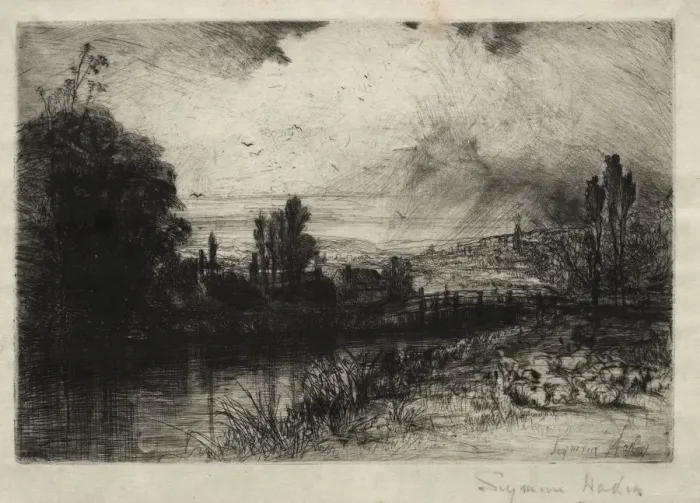 Framed Print : On the Test, 1859. Creator: Francis Seymour Haden (British, 1818-1910) Framed Print : On the Test, 1859. Creator: Francis Seymour Haden (British, 1818-1910)