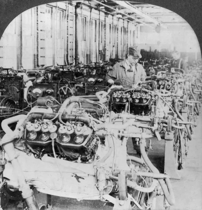 Framed Print : Testing engines in an automobile factory, Detroit, Michigan, USA, 20th century. Artist: Keystone View Company Framed Print : Testing engines in an automobile factory, Detroit, Michigan, USA, 20th century. Artist: Keystone View Company