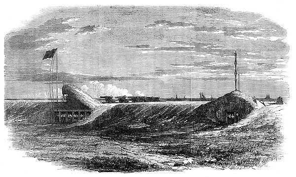 Testing heavy guns at Shoeburyness, 1862. Creator: Unknown