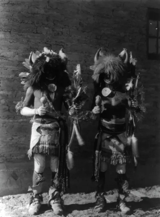 Framed Print : Tesuque buffalo dancers, c1927. Creator: Edward Sheriff Curtis Framed Print : Tesuque buffalo dancers, c1927. Creator: Edward Sheriff Curtis