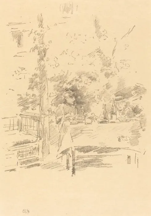Framed Print : Tete-a-tete in the Garden, 1894. Creator: James Abbott McNeill Whistler Framed Print : Tete-a-tete in the Garden, 1894. Creator: James Abbott McNeill Whistler