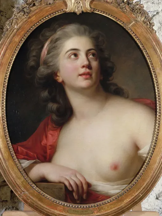 Framed Print : Tête de bacchante, 1783. Creator: Antoine Vestier Framed Print : Tête de bacchante, 1783. Creator: Antoine Vestier