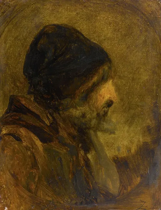 Framed Print : Tête d'homme, d'après Rembrandt, c.1853. Creator: Felix Francois Georges Philibert Ziem Framed Print : Tête d'homme, d'après Rembrandt, c.1853. Creator: Felix Francois Georges Philibert Ziem