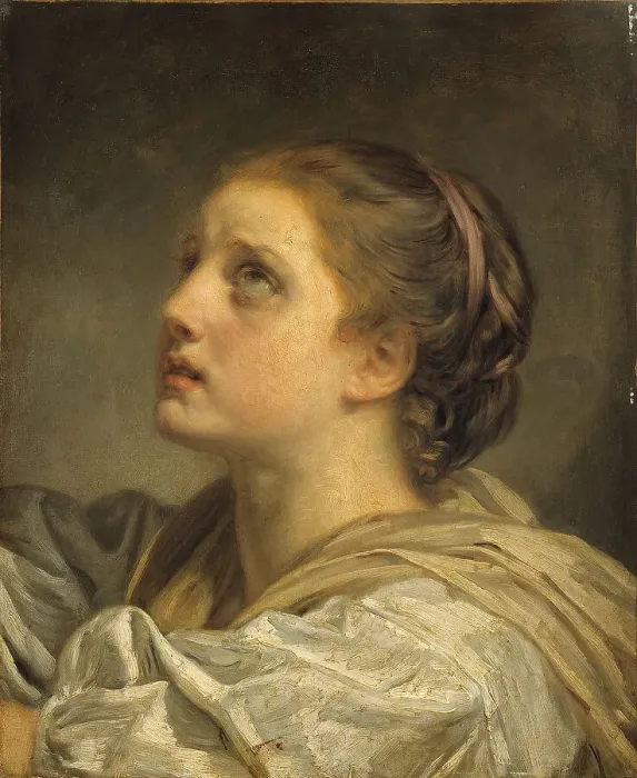 Framed Print : Tête de jeune femme, c1775. Creator: Jean-Baptiste Greuze Framed Print : Tête de jeune femme, c1775. Creator: Jean-Baptiste Greuze
