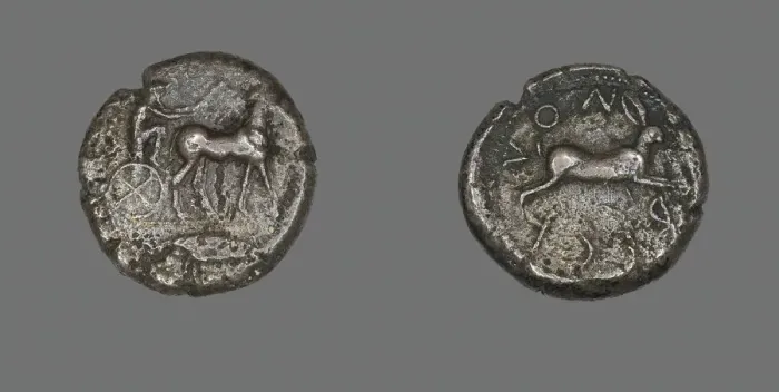 Framed Print : Tetradrachm (Coin) Depicting a Charioteer, 5th century BCE. Creator: Unknown Framed Print : Tetradrachm (Coin) Depicting a Charioteer, 5th century BCE. Creator: Unknown