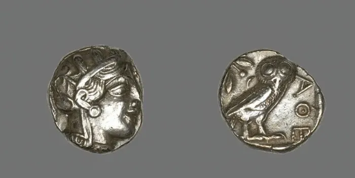 Framed Print : Tetradrachm (Coin) Depicting the Goddess Athena, about 490 BCE. Creator: Unknown Framed Print : Tetradrachm (Coin) Depicting the Goddess Athena, about 490 BCE. Creator: Unknown