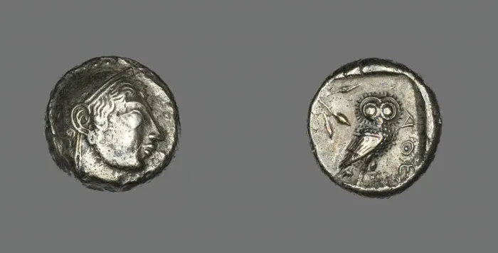 Framed Print : Tetradrachm (Coin) Depicting the Goddess Athena, 530-490 BCE. Creator: Unknown Framed Print : Tetradrachm (Coin) Depicting the Goddess Athena, 530-490 BCE. Creator: Unknown