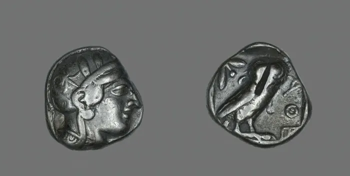 Framed Print : Tetradrachm (Coin) Depicting the Goddess Athena, 514-509 BCE. Creator: Unknown Framed Print : Tetradrachm (Coin) Depicting the Goddess Athena, 514-509 BCE. Creator: Unknown