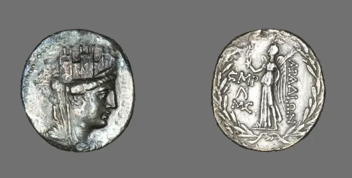 Framed Print : Tetradrachm (Coin) Depicting the Goddess Tyche, 114-113 BCE. Creator: Unknown Framed Print : Tetradrachm (Coin) Depicting the Goddess Tyche, 114-113 BCE. Creator: Unknown