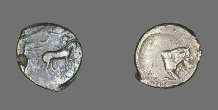 Framed Print : Tetradrachm (Coin) Depicting Quadriga and Charioteer, 460-430 BCE. Creator: Unknown Framed Print : Tetradrachm (Coin) Depicting Quadriga and Charioteer, 460-430 BCE. Creator: Unknown