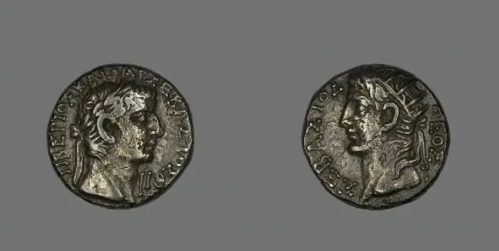 Framed Print : Tetradrachm (Coin) Portraying Emperor Tiberius, 32 CE. Creator: Unknown Framed Print : Tetradrachm (Coin) Portraying Emperor Tiberius, 32 CE. Creator: Unknown