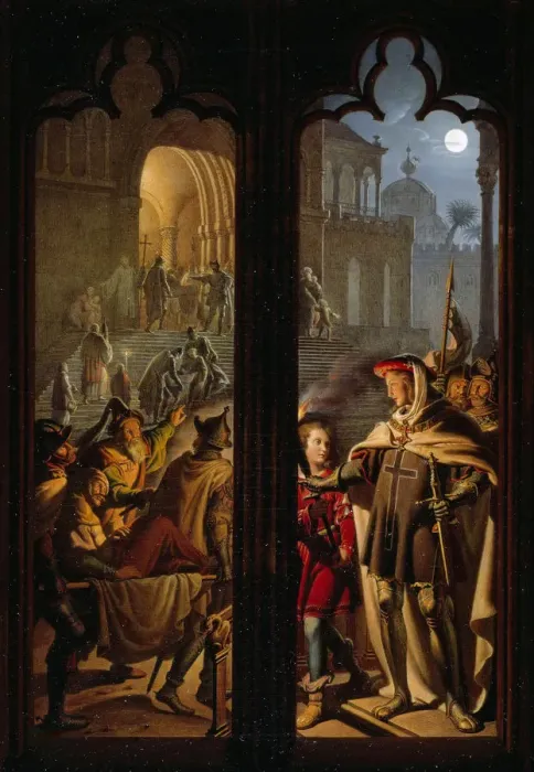 Framed Print : Teutonic Knights as orderlies in Jerusalem, 1824. Creator: Kolbe, Karl Wilhelm, the Younger