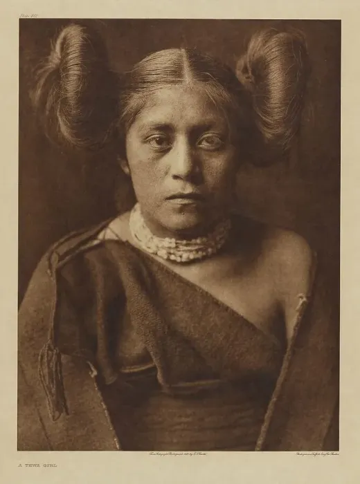 Framed Print : A Tewa Girl, 1921. Creator: Edward Sheriff Curtis Framed Print : A Tewa Girl, 1921. Creator: Edward Sheriff Curtis