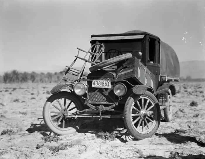 Framed Print : Texan refugees car, Coachella Valley, California, 1937. Creator: Dorothea Lange Framed Print : Texan refugees car, Coachella Valley, California, 1937. Creator: Dorothea Lange