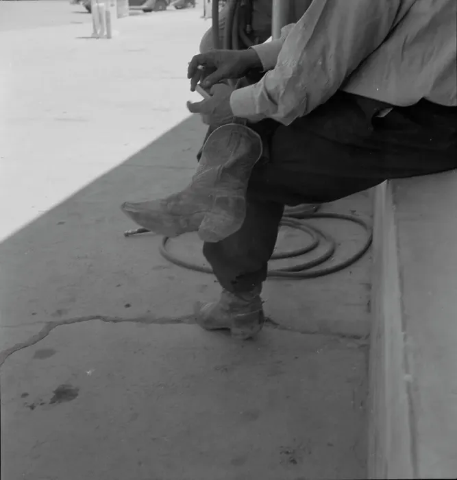 Framed Print : A Texas cattleman is distinguished by the type of boot he wears, Van Horn, Texas, 1937. Creator: Dorothea Lange Framed Print : A Texas cattleman is distinguished by the type of boot he wears, Van Horn, Texas, 1937. Creator: Dorothea Lange