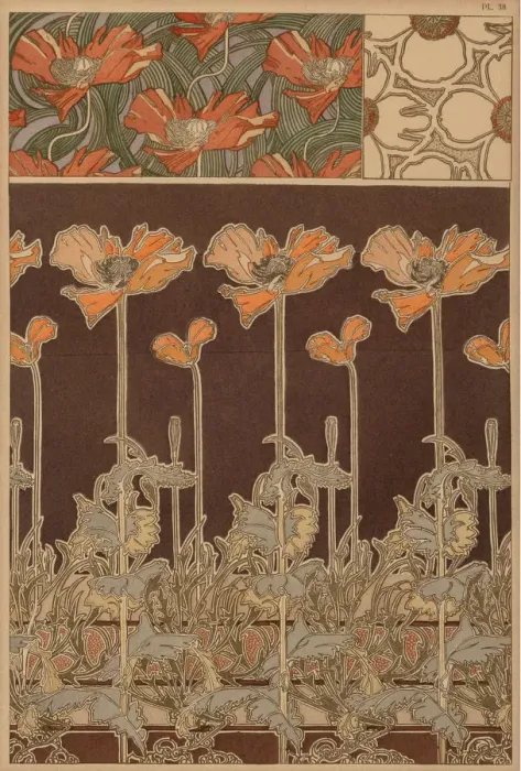 Framed Print : Textile design, c. 1900 Framed Print : Textile design, c. 1900