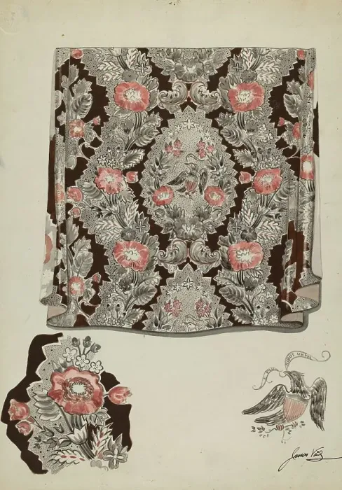 Framed Print : Textile Drapery, c. 1937. Creator: James Vail Framed Print : Textile Drapery, c. 1937. Creator: James Vail