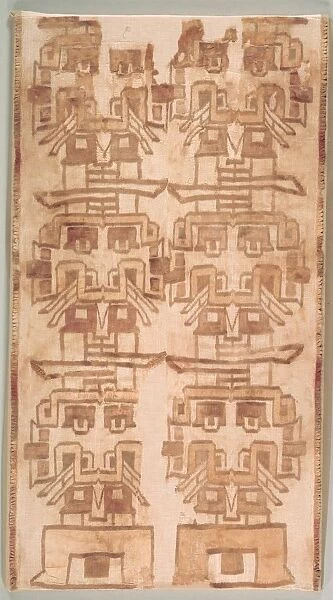 Two Textile Fragment with Fanged Heads, 500-200 BC. Creator: Unknown