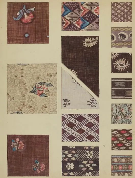 Framed Print : Textile from Quilt, c. 1937. Creator: Millia Davenport Framed Print : Textile from Quilt, c. 1937. Creator: Millia Davenport