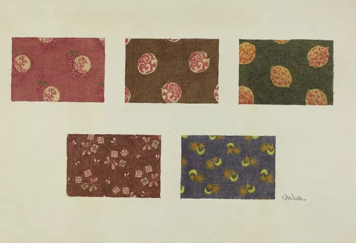 Framed Print : Textile Swatches, c. 1939. Creator: Charlotte Winter Framed Print : Textile Swatches, c. 1939. Creator: Charlotte Winter