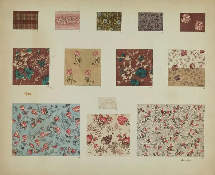 Framed Print : Textiles in Patchwork Quilt, c. 1937. Creator: Charlotte Winter Framed Print : Textiles in Patchwork Quilt, c. 1937. Creator: Charlotte Winter