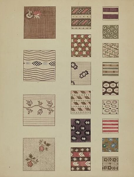 Textiles from Quilt, c. 1936. Creator: Millia Davenport