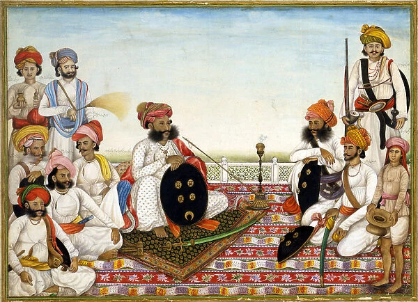 Thakur Dawlat Singh Among Courtiers, ca 1825. Artist: Ghulam Ali Khan (active 1817-1855)