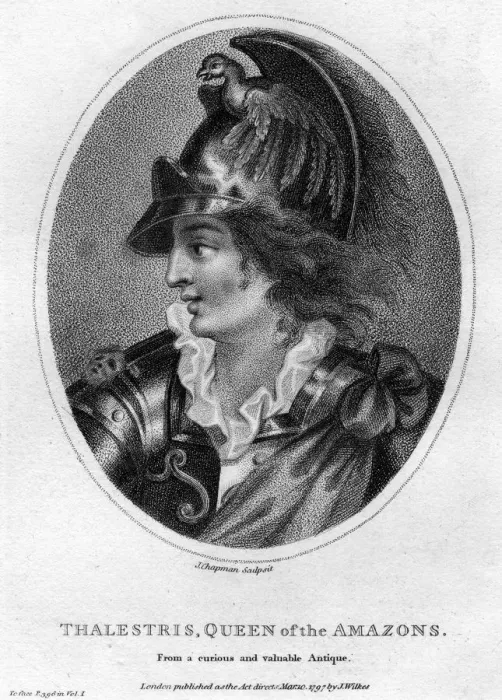 Framed Print : Thalestris, mythical Queen of the Amazons, 1797. Artist: J Chapman Framed Print : Thalestris, mythical Queen of the Amazons, 1797. Artist: J Chapman