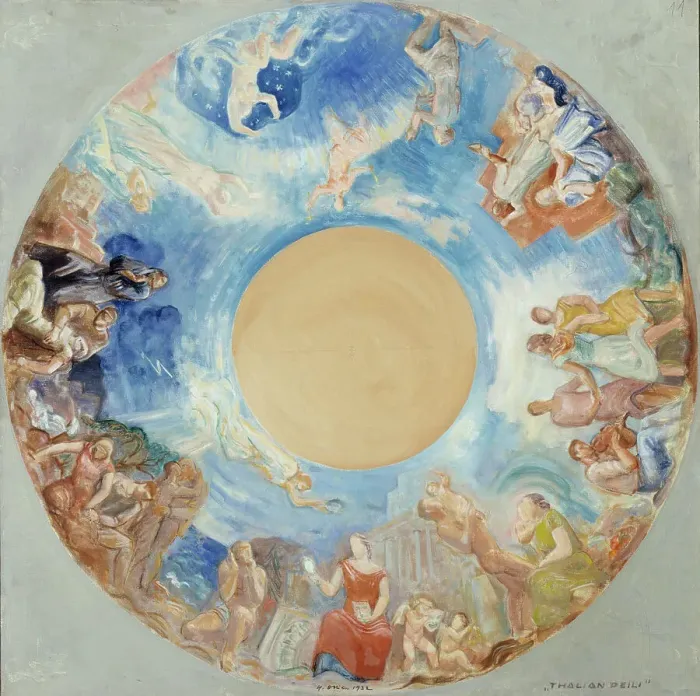 Framed Print : Thalia's mirror, overall sketch for the ceiling painting of the National Theatre, 1932. Creator: Yrjö Aleksander Ollila Framed Print : Thalia's mirror, overall sketch for the ceiling painting of the National Theatre, 1932. Creator: Yrjö Aleksander Ollila