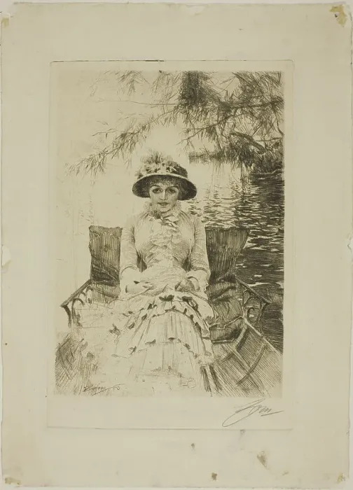 Framed Print : On the Thames, 1883. Creator: Anders Leonard Zorn Framed Print : On the Thames, 1883. Creator: Anders Leonard Zorn