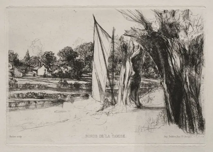 Framed Print : Thames Ditton - With a Sail, 1864. Creator: Francis Seymour Haden (British, 1818-1910) Framed Print : Thames Ditton - With a Sail, 1864. Creator: Francis Seymour Haden (British, 1818-1910)