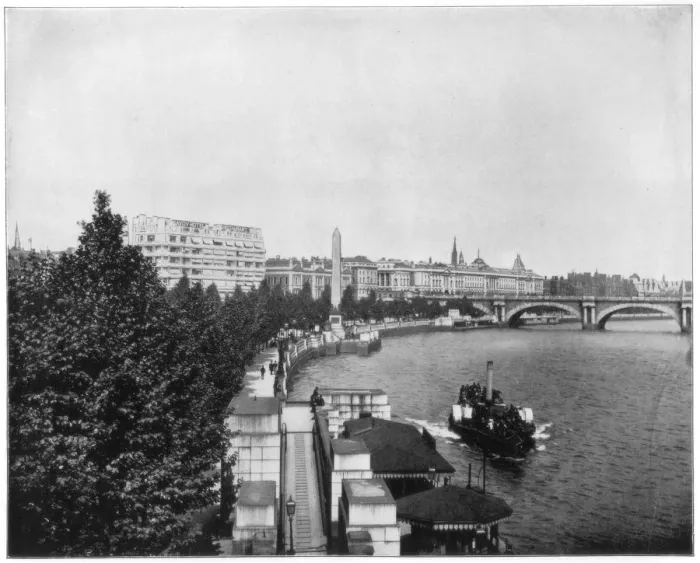 Framed Print : The Thames Embankment and Cleopatras Needle, London, late 19th century. Artist: John L Stoddard Framed Print : The Thames Embankment and Cleopatras Needle, London, late 19th century. Artist: John L Stoddard
