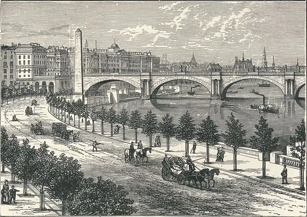 The Thames Embankment, showing Cleopatras Needle, 1896