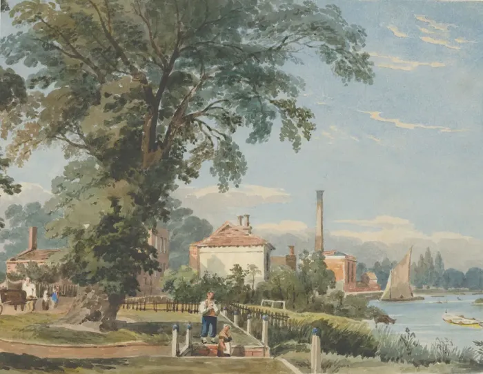 Framed Print : On the Thames at Hammersmith, ca. 1836. Creator: John Varley I Framed Print : On the Thames at Hammersmith, ca. 1836. Creator: John Varley I