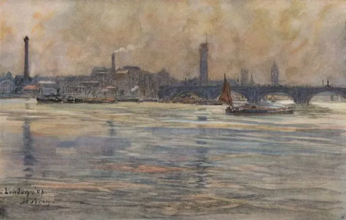 Framed Print : The Thames, London, c1893. Artist: Frederic Houbron Framed Print : The Thames, London, c1893. Artist: Frederic Houbron
