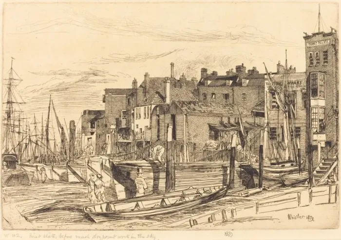 Framed Print : Thames Police, 1859. Creator: James Abbott McNeill Whistler Framed Print : Thames Police, 1859. Creator: James Abbott McNeill Whistler
